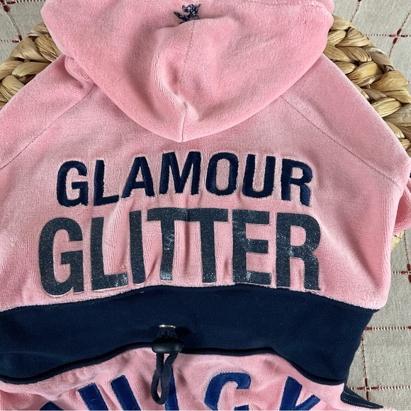 Doggy Couture Pink Velour Tracksuit Vtg Rare Juicy Couture Dog Outfit Authentic - Picture 2 of 12